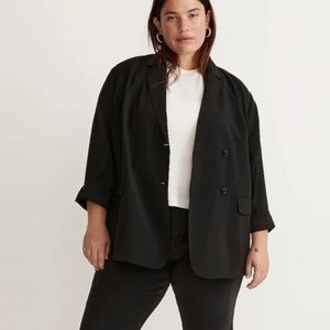 Madewell The Plus Relaxed Blazer in Softdrape black 3X